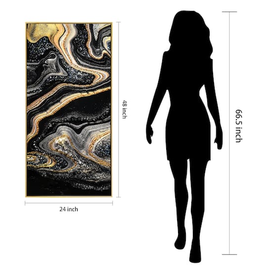 Empire Art Direct Arte De Crystallus 24" x 48" Golden Veins I Epoxy Coated Wrapped Framed Glossy Abstract Canvas Wall Art